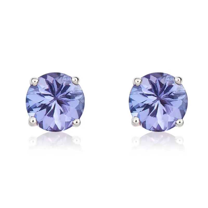 9ct White Gold Tanzanite 5mm Round Claw Set Pendant and Stud Earrings Set sold by Jura Watches product image thumbnail 3