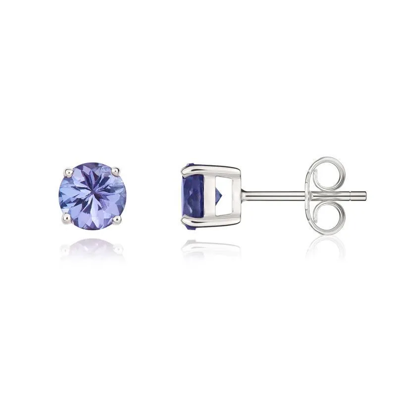 9ct White Gold Tanzanite 5mm Round Claw Set Pendant and Stud Earrings Set sold by Jura Watches product image thumbnail 4