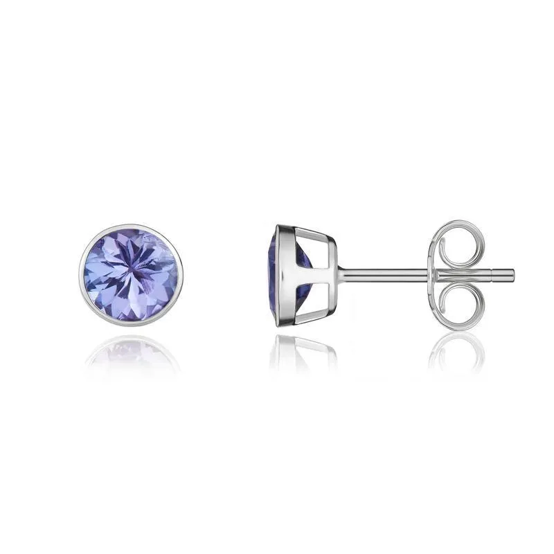 9ct White Gold Tanzanite 5mm Round Rub Over Set Pendant and Stud Earrings Set sold by Jura Watches product image thumbnail 4