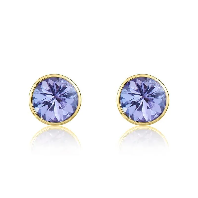 9ct Yellow Gold Tanzanite 5mm Round Rub Over Set Pendant and Stud Earrings Set sold by Jura Watches product image thumbnail 3