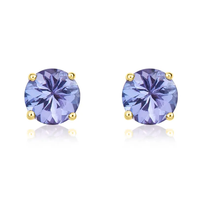 9ct Yellow Gold Tanzanite 5mm Round Claw Set Stud Earrings sold by Jura Watches