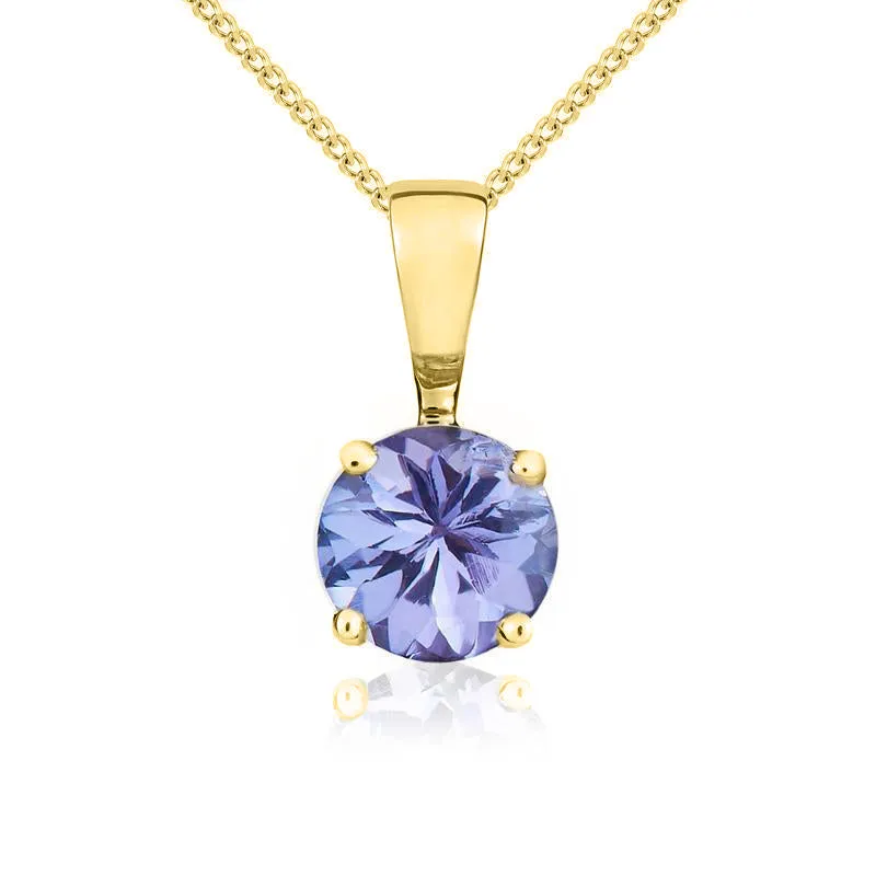 9ct Yellow Gold Tanzanite 5mm Round Claw Set Pendant and Stud Earrings Set sold by Jura Watches product image thumbnail 2