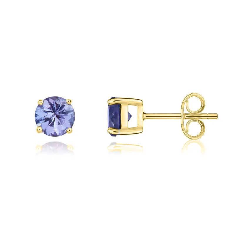 9ct Yellow Gold Tanzanite 5mm Round Claw Set Pendant and Stud Earrings Set sold by Jura Watches product image thumbnail 4