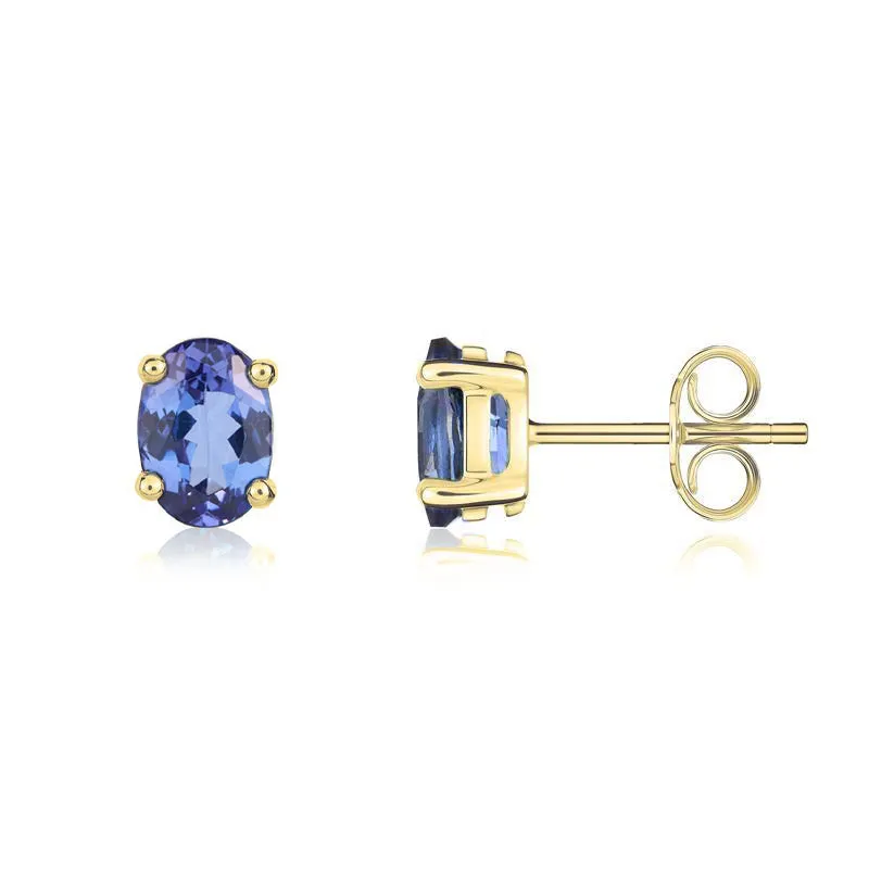 9ct Yellow Gold Tanzanite 7x5mm Oval Claw Set Pendant and Stud Earrings Set sold by Jura Watches product image thumbnail 4