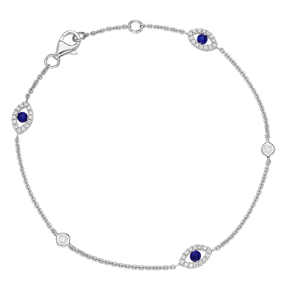 18ct White Gold Sapphire Diamond Marquise Bracelet sold by Jura Watches