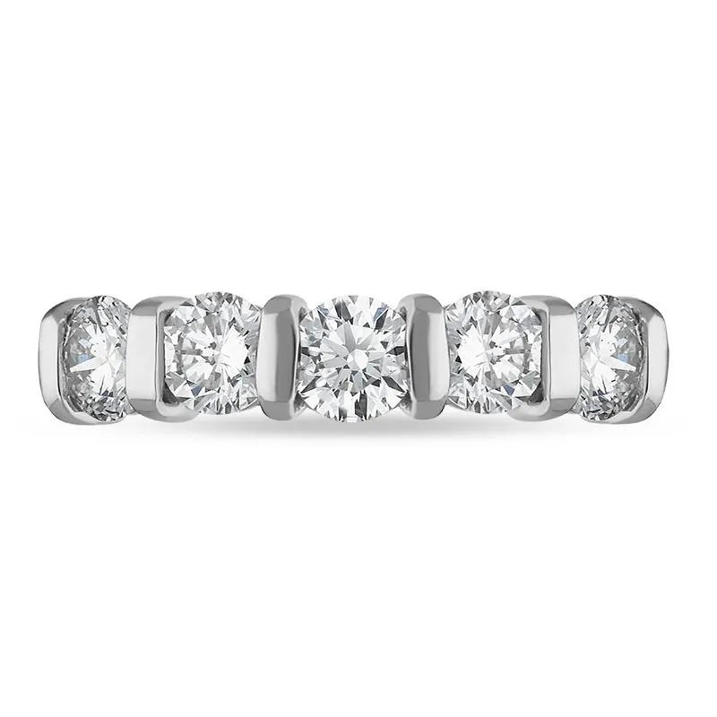 Platinum Diamond Five Stone Bar Set Half Eternity Ring sold by Jura Watches product image thumbnail 2