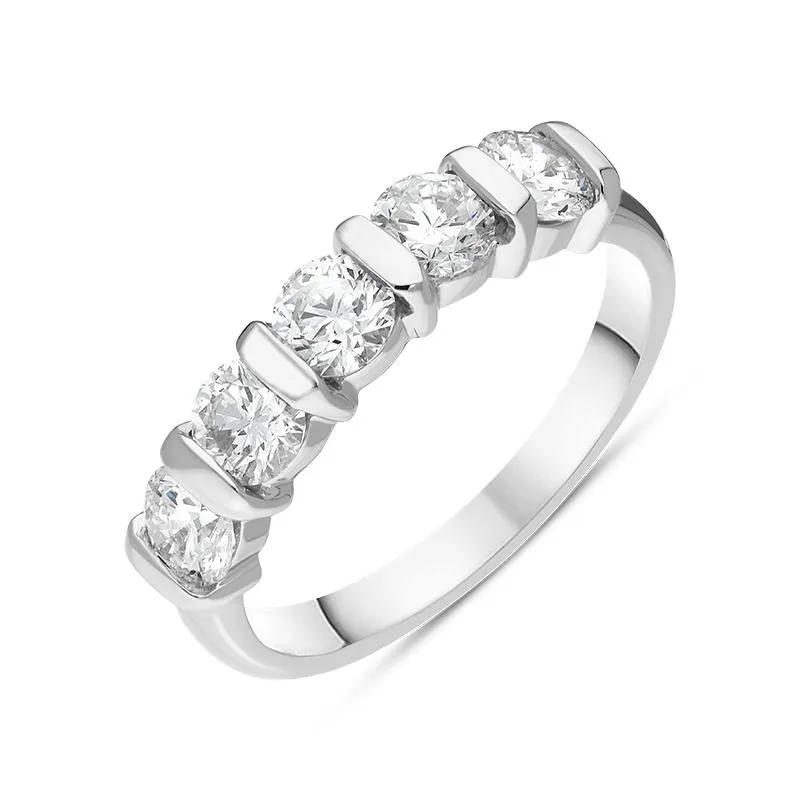 Platinum Diamond Five Stone Bar Set Half Eternity Ring sold by Jura Watches