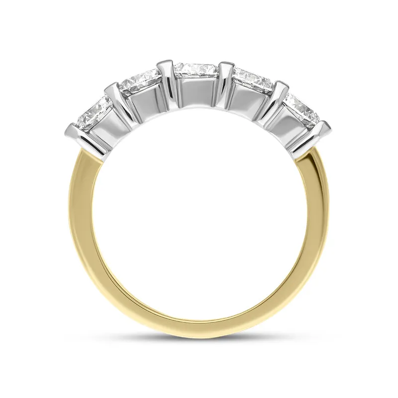 18ct Yellow Gold Diamond Five Stone Bar Set Half Eternity Ring sold by Jura Watches product image thumbnail 3