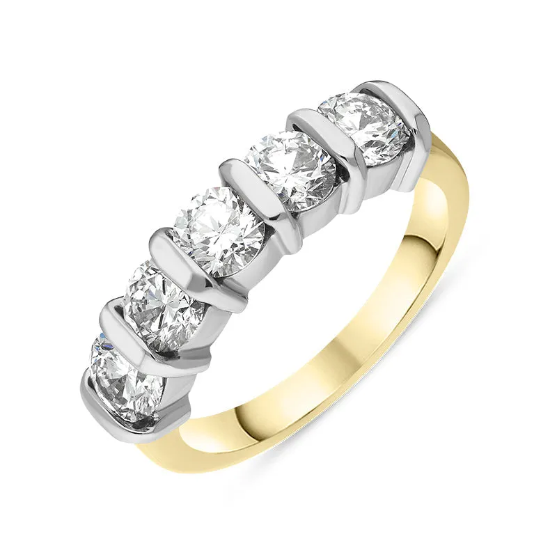 18ct Yellow Gold Diamond Five Stone Bar Set Half Eternity Ring sold by Jura Watches