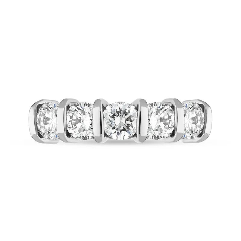 18ct Yellow Gold Diamond Five Stone Bar Set Half Eternity Ring sold by Jura Watches product image thumbnail 2