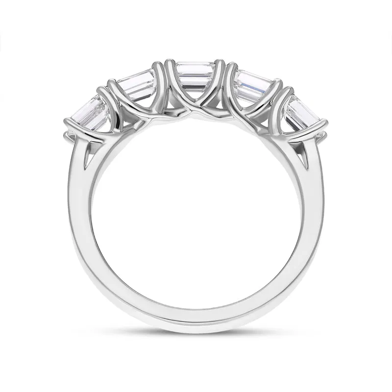 Platinum Diamond Five Stone Emerald Cut Half Eternity Ring sold by Jura Watches product image thumbnail 3