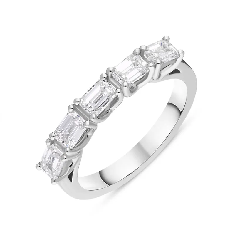 Platinum Diamond Five Stone Emerald Cut Half Eternity Ring sold by Jura Watches