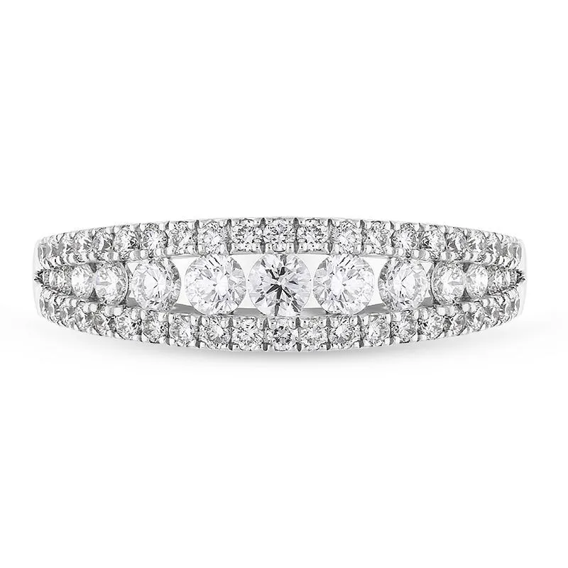 18ct White Gold Diamond Three Row Claw Set Graduating Ring sold by Jura Watches product image thumbnail 2