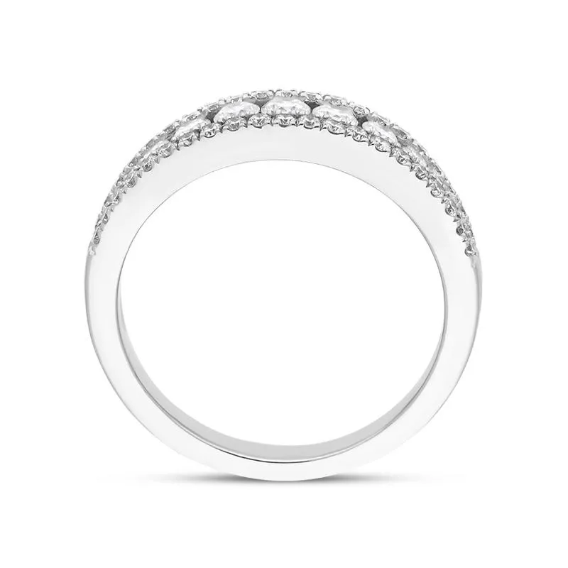18ct White Gold Diamond Three Row Claw Set Graduating Ring sold by Jura Watches product image thumbnail 3