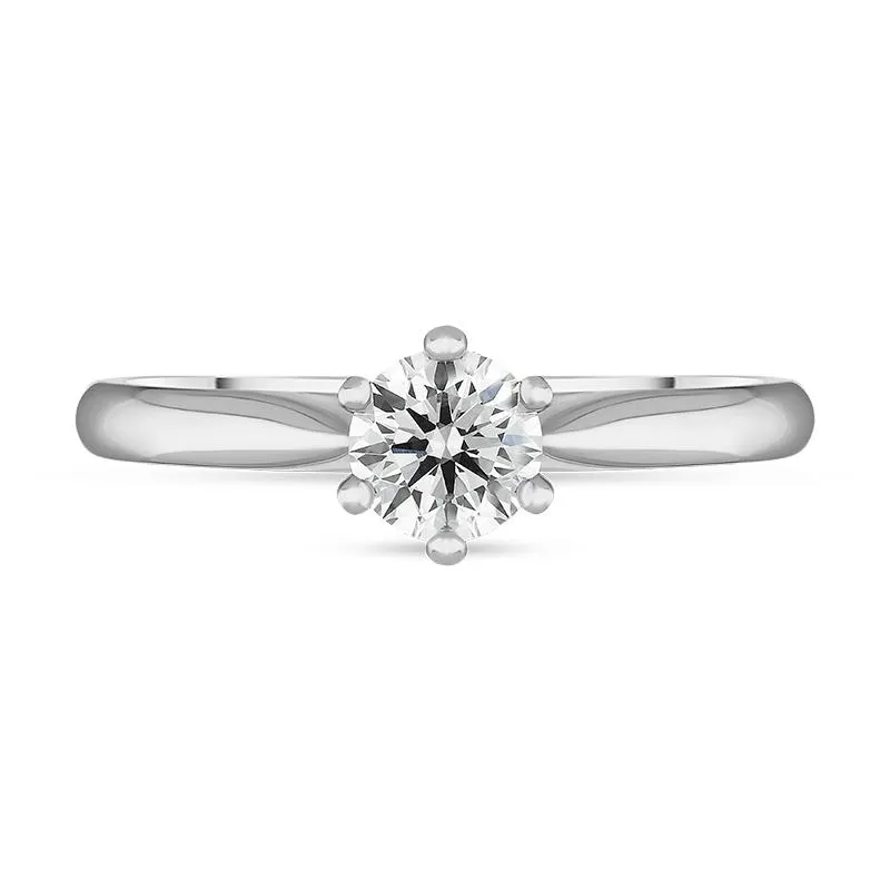 Platinum 0.50ct Diamond Round Brilliant Cut Six Claw Wed Fit Solitaire Ring sold by Jura Watches product image thumbnail 2