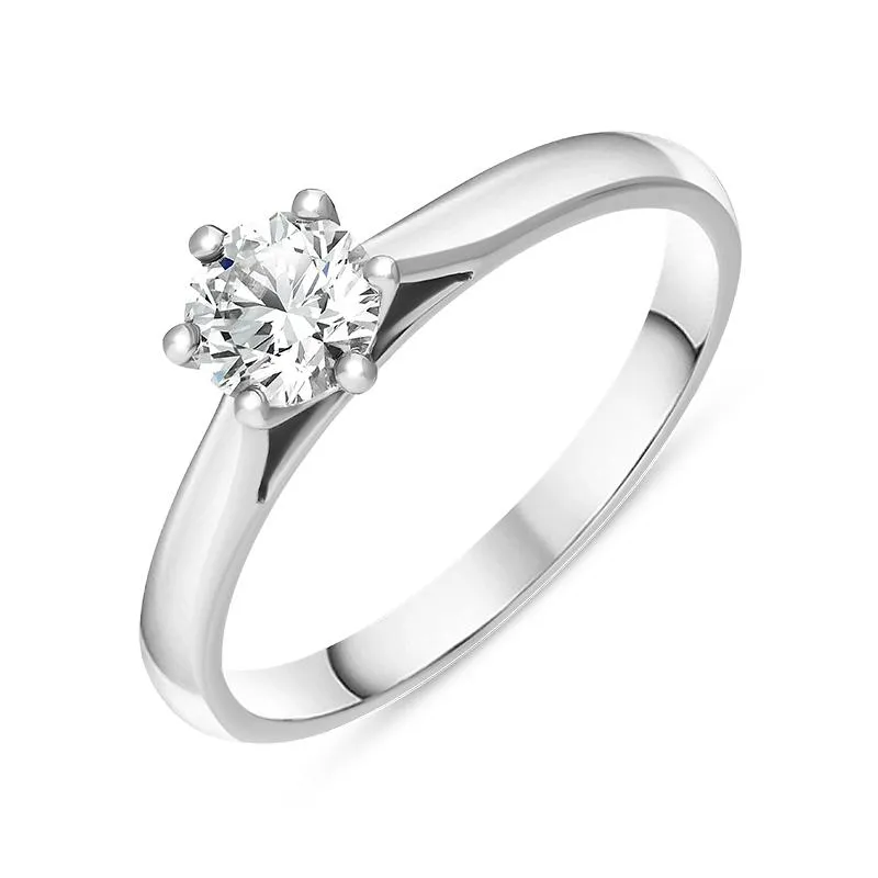 Platinum 0.50ct Diamond Round Brilliant Cut Six Claw Wed Fit Solitaire Ring sold by Jura Watches