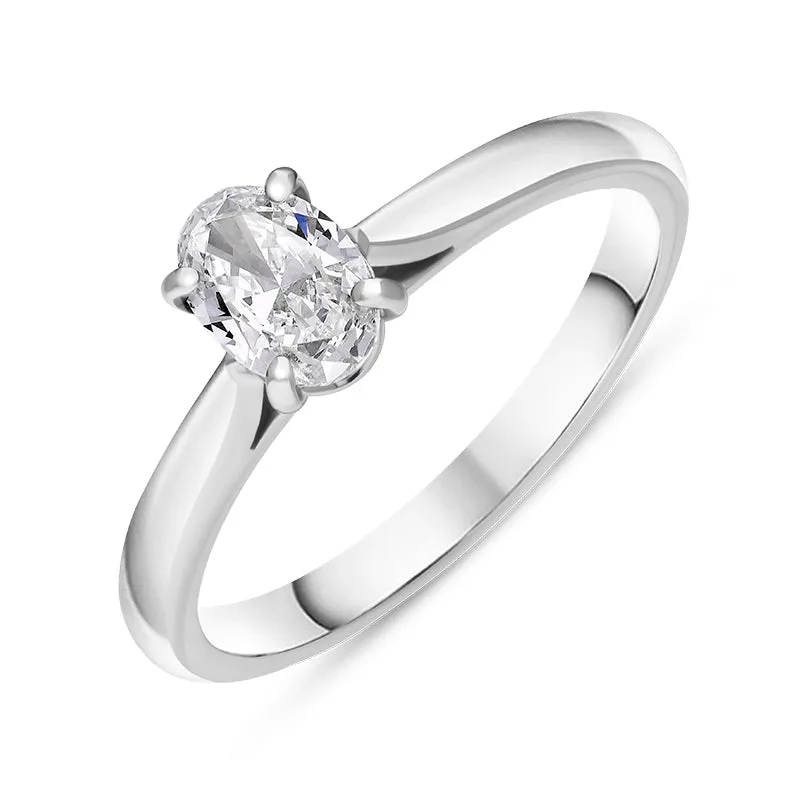 Platinum 0.46ct Diamond Oval Cut Four Claw Solitaire Ring sold by Jura Watches