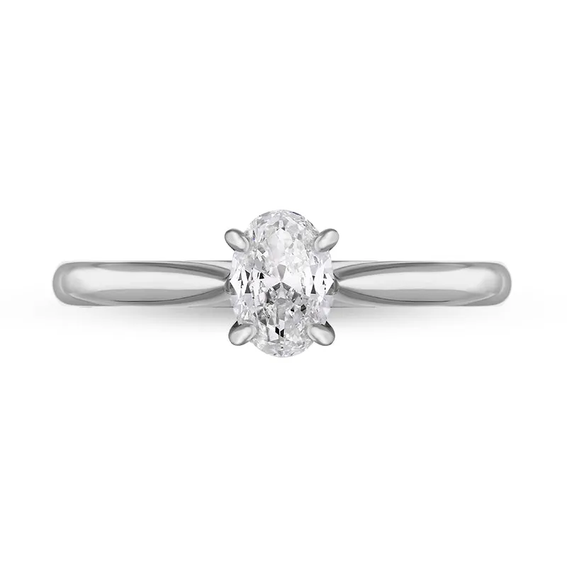 Platinum 0.46ct Diamond Oval Cut Four Claw Solitaire Ring sold by Jura Watches product image thumbnail 2