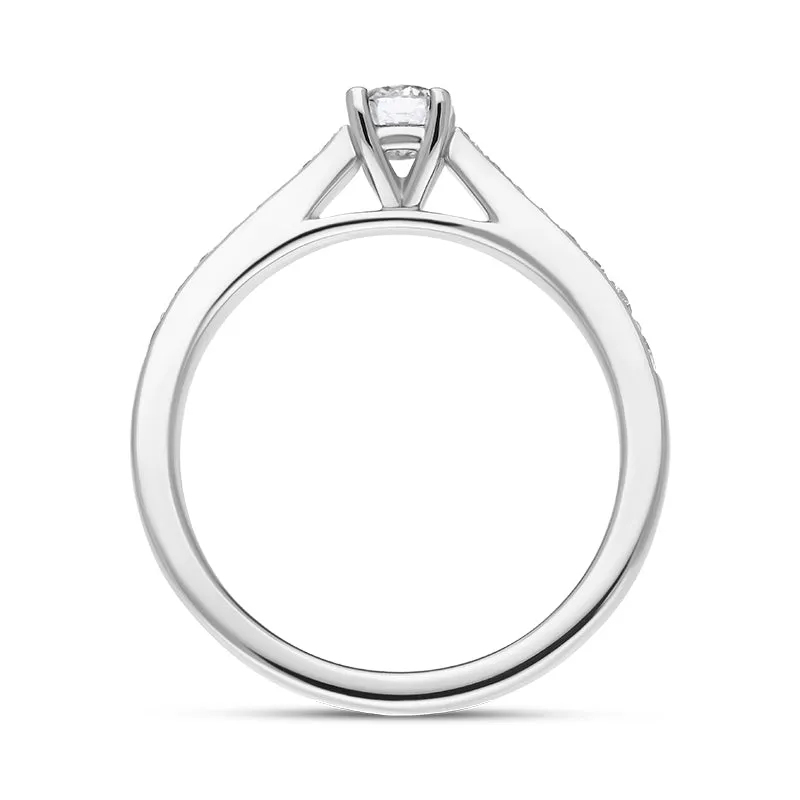 Platinum Diamond Shoulder Set Solitaire Ring sold by Jura Watches product image thumbnail 3