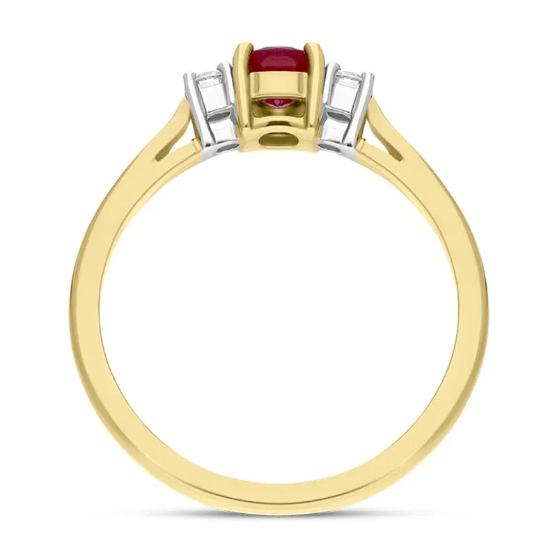 18ct Yellow Gold Ruby Diamond Oval Cut Three Stone Ring sold by Jura Watches product image thumbnail 3