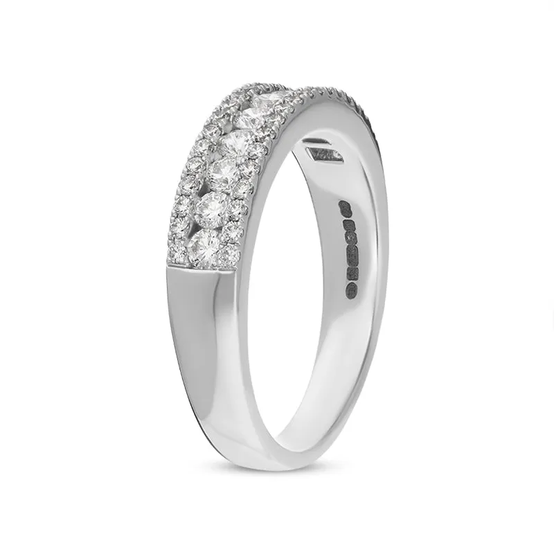 18ct White Gold Diamond Three Row Half Eternity Ring sold by Jura Watches product image thumbnail 3