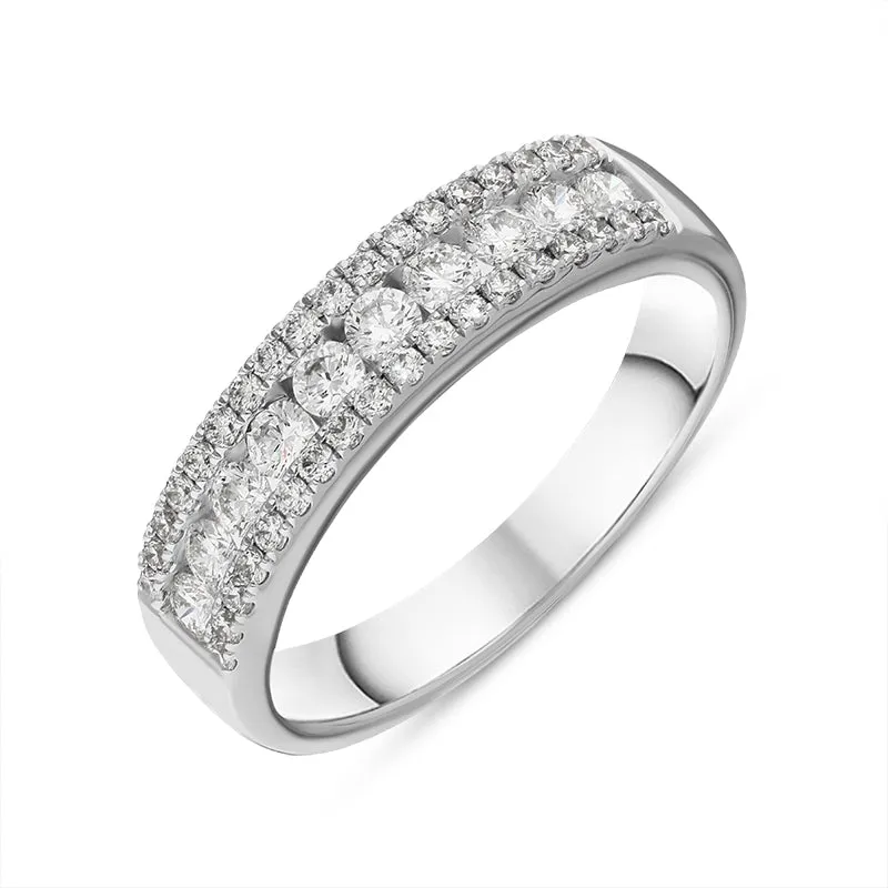 18ct White Gold Diamond Three Row Half Eternity Ring sold by Jura Watches