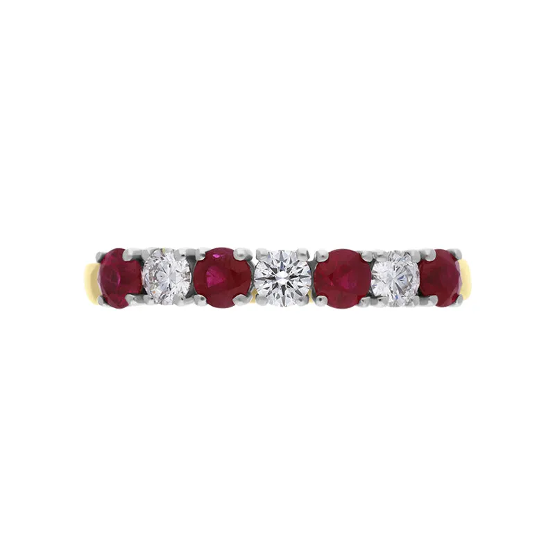 18ct Yellow Gold Ruby Diamond Seven Stone Half Eternity Ring sold by Jura Watches product image thumbnail 3