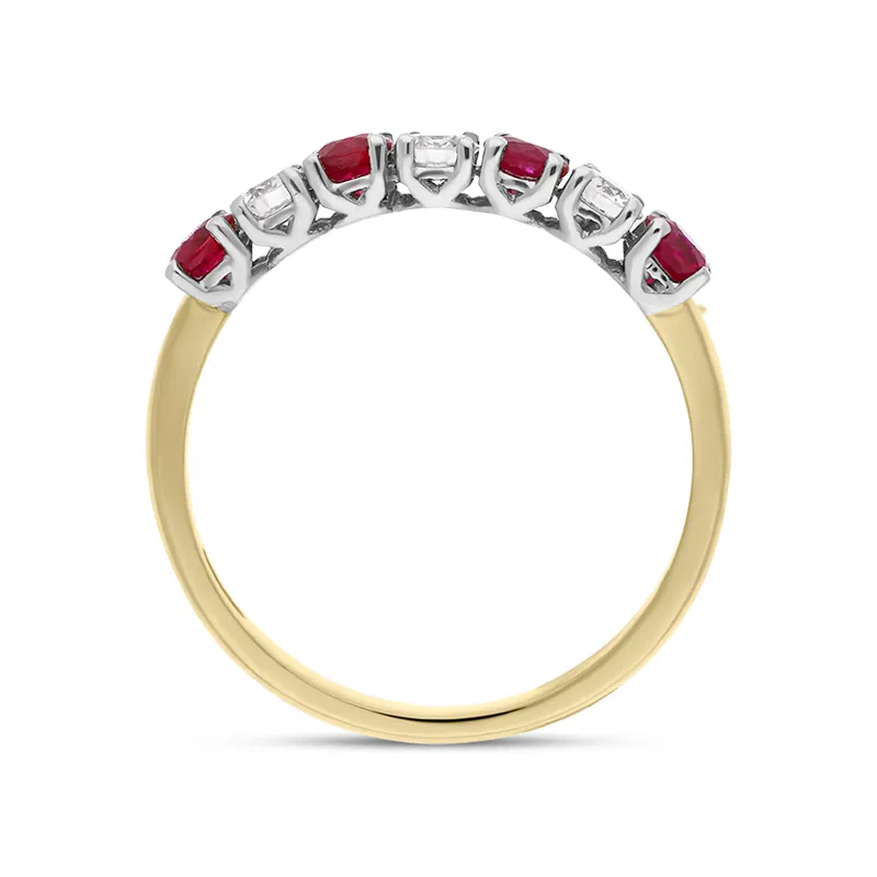 18ct Yellow Gold Ruby Diamond Seven Stone Half Eternity Ring sold by Jura Watches product image thumbnail 2