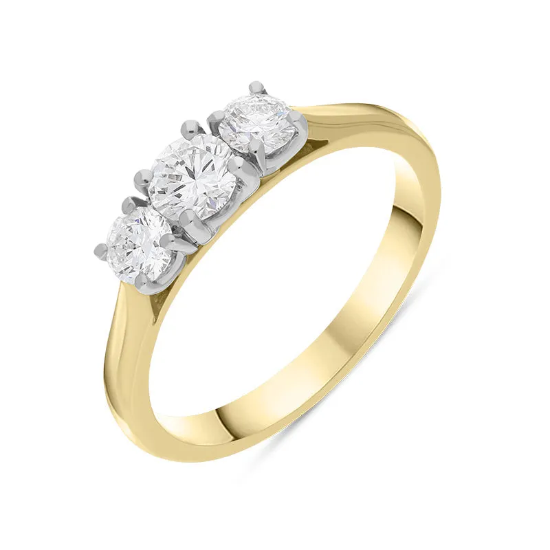 18ct Yellow Gold 0.75ct Diamond Three Stone Ring sold by Jura Watches