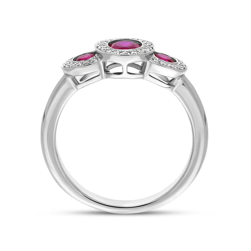 18ct White Gold Ruby Diamond Triple Pave Cluster Ring sold by Jura Watches product image thumbnail 3