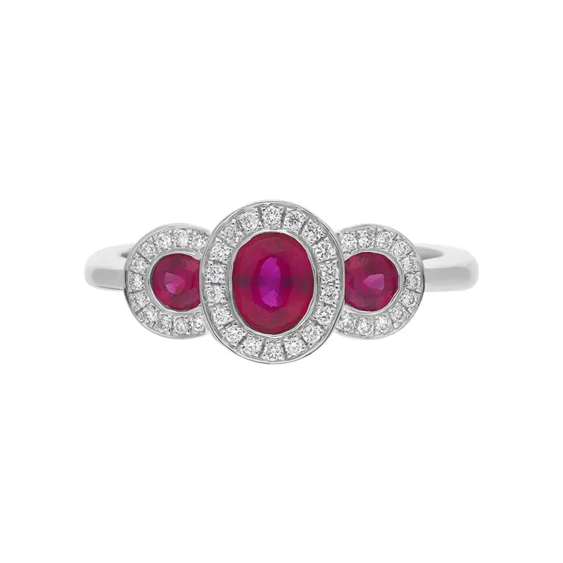 18ct White Gold Ruby Diamond Triple Pave Cluster Ring sold by Jura Watches product image thumbnail 2