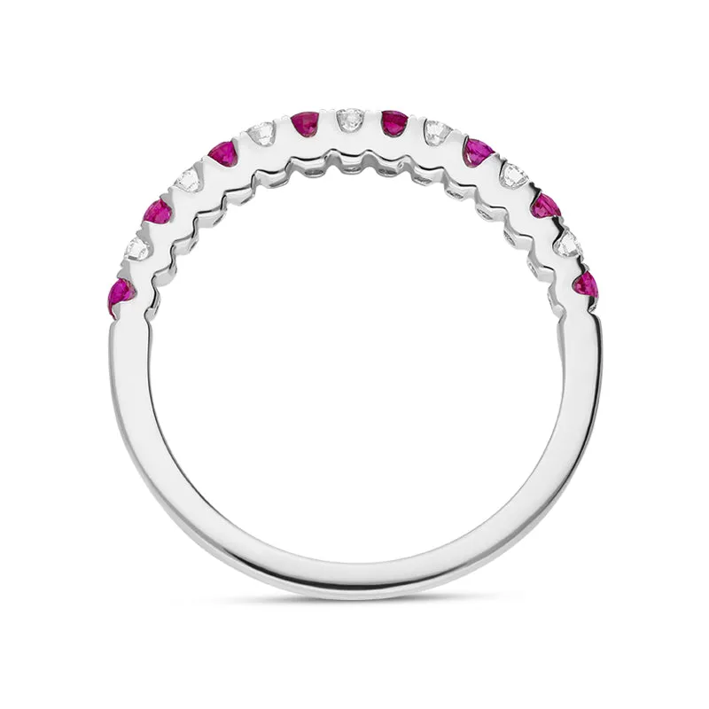 18ct White Gold Ruby Diamond Half Eternity Ring sold by Jura Watches product image thumbnail 3