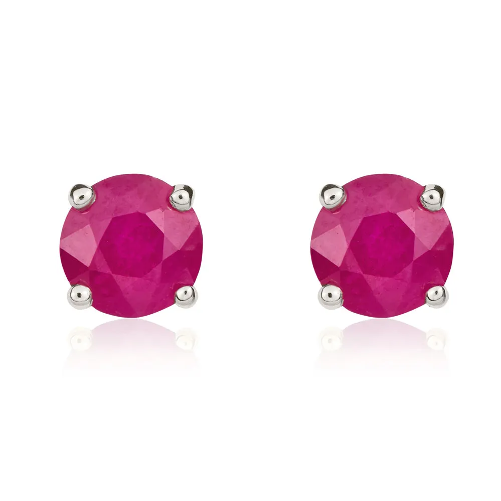 9ct White Gold Ruby 5mm Round Claw Set Stud Earrings sold by Jura Watches