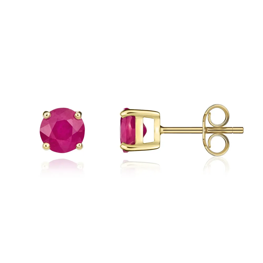 9ct Yellow Gold Ruby 5mm Round Claw Set Stud Earrings sold by Jura Watches product image thumbnail 2