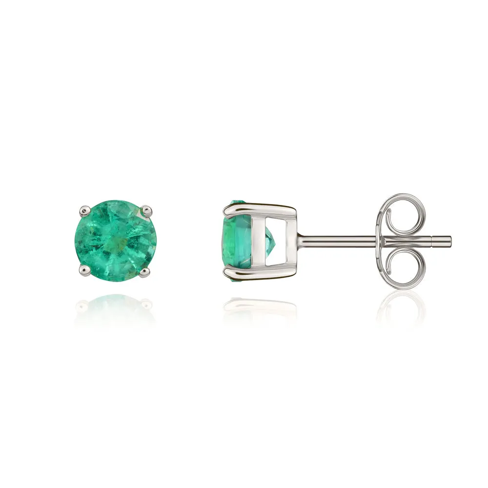9ct White Gold Emerald 5mm Round Claw Set Stud Earrings sold by Jura Watches product image thumbnail 2