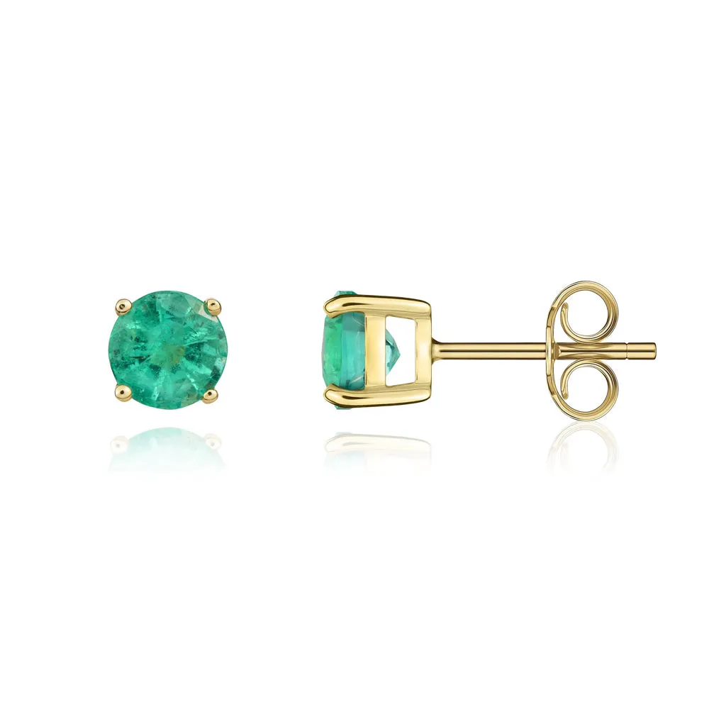 9ct Yellow Gold Emerald 5mm Round Claw Set Stud Earrings sold by Jura Watches product image thumbnail 2