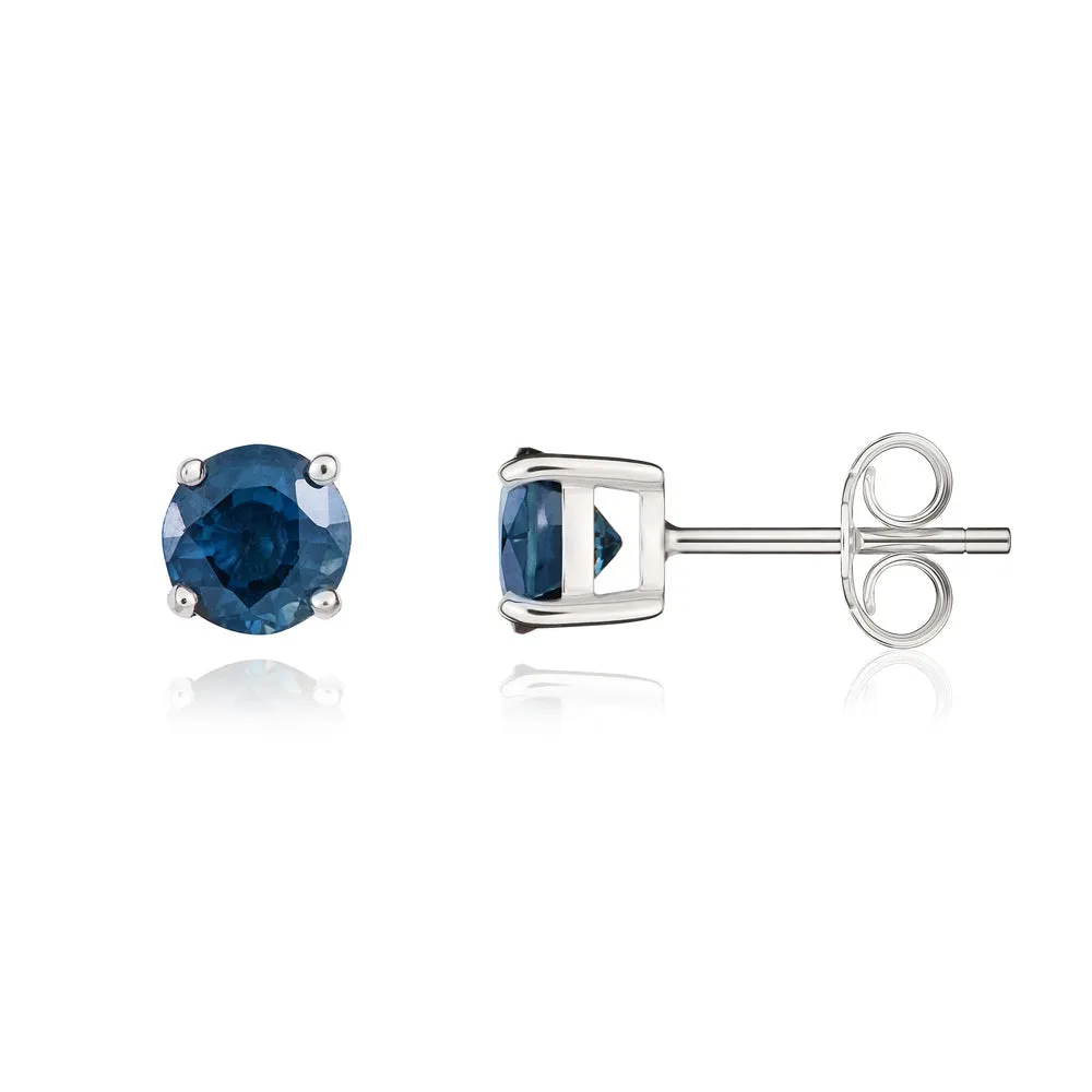 9ct White Gold Sapphire 5mm Round Claw Set Stud Earrings sold by Jura Watches product image thumbnail 2