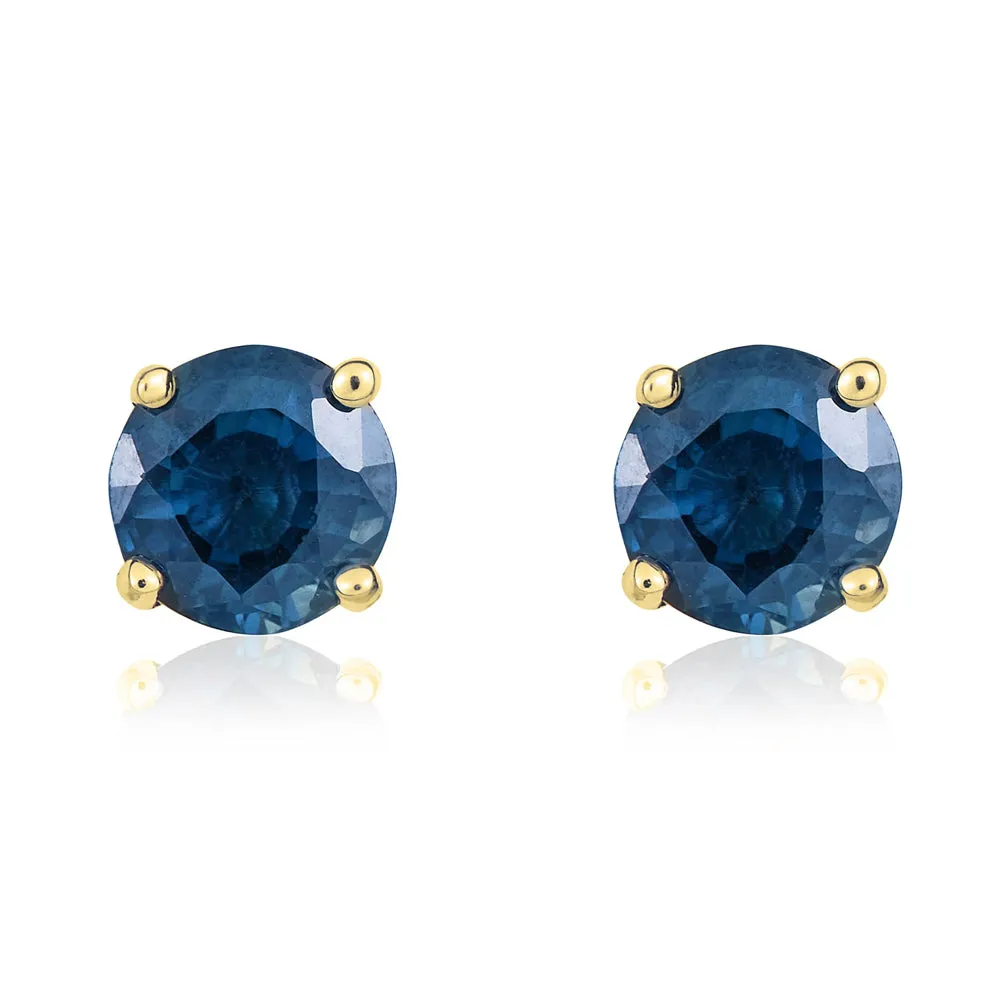 9ct Yellow Gold Sapphire 5mm Round Claw Set Stud Earrings sold by Jura Watches