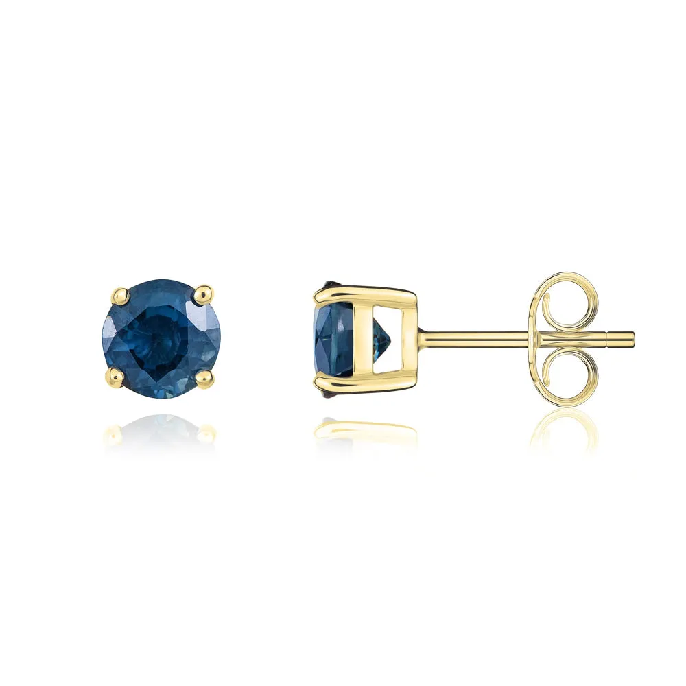 9ct Yellow Gold Sapphire 5mm Round Claw Set Stud Earrings sold by Jura Watches product image thumbnail 2