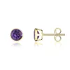 9ct Yellow Gold Amethyst 5mm Round Rub Over Set Stud Earrings sold by Jura Watches