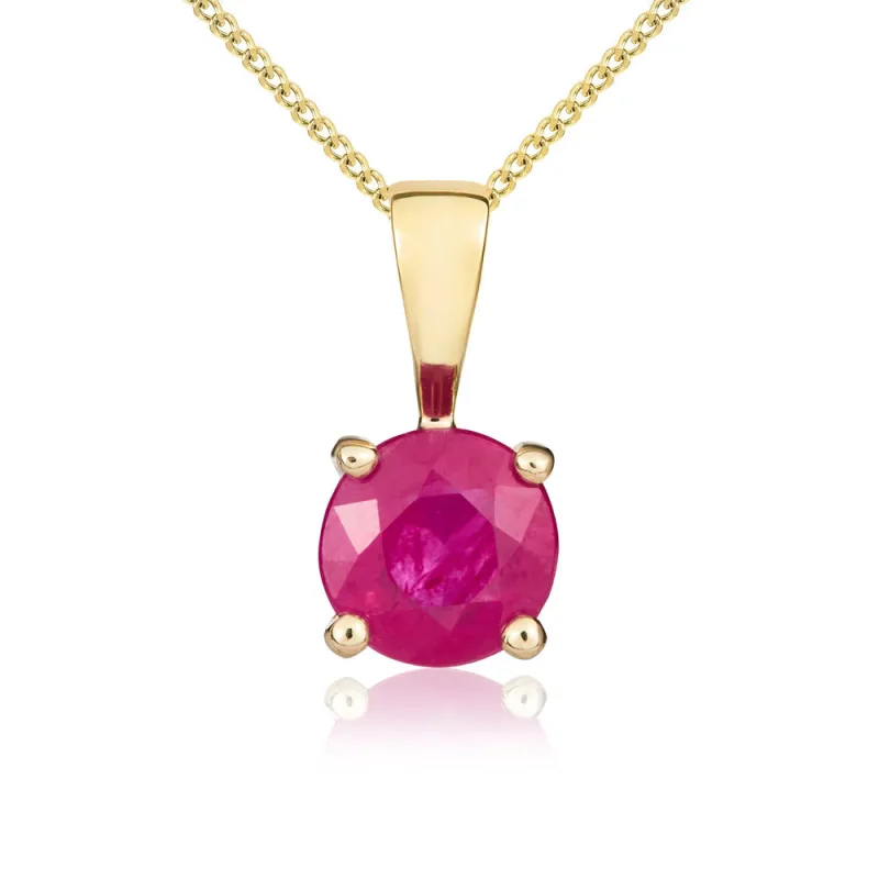 9ct Yellow Gold Ruby 5mm Round Claw Set Necklace sold by Jura Watches