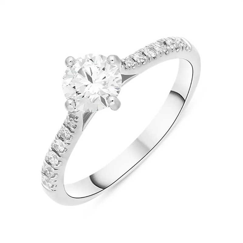 Platinum 0.84ct Diamond Shoulder Solitaire Ring sold by Jura Watches