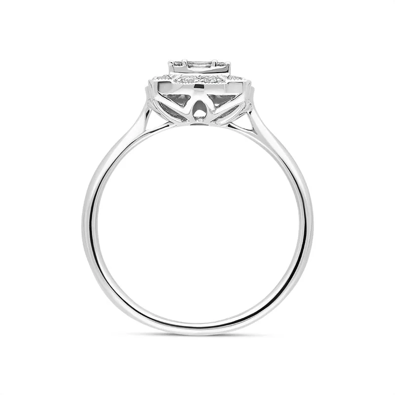 18ct White Gold 0.45ct Diamond Baguette Cut Vintage Style Cluster Ring sold by Jura Watches product image thumbnail 3