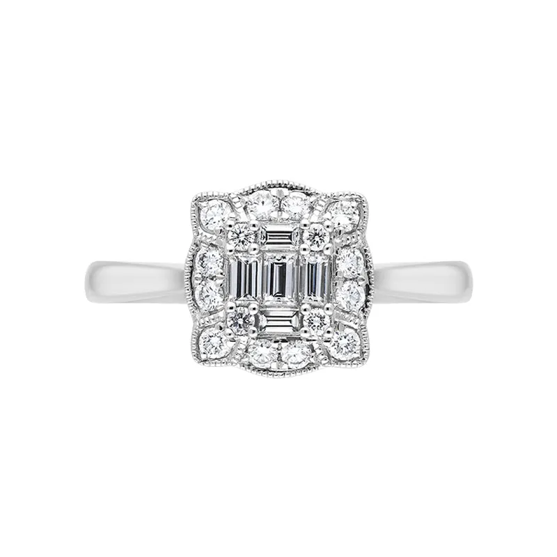 18ct White Gold 0.45ct Diamond Baguette Cut Vintage Style Cluster Ring sold by Jura Watches product image thumbnail 2
