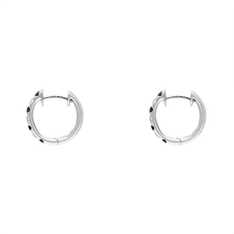 18ct White Gold Sapphire Diamond Seven Stone Hoop Earrings sold by Jura Watches product image thumbnail 2