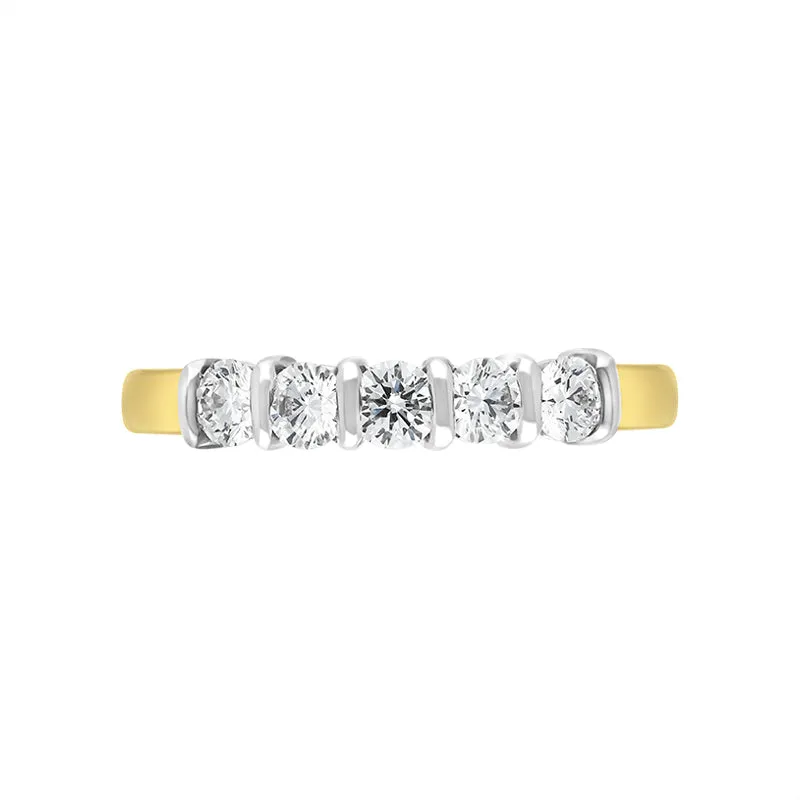 18ct Yellow Gold 0.58ct Diamond Five Stone Bar Set Eternity Ring sold by Jura Watches product image thumbnail 3