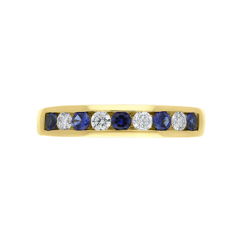 18ct Yellow Gold Sapphire Diamond Nine Stone Channel Set Half Eternity Ring sold by Jura Watches product image thumbnail 2