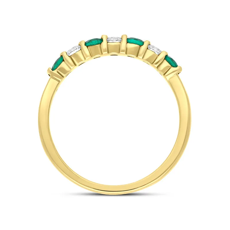 18ct Yellow Gold Emerald Diamond Seven Stone Bar Set Half Eternity Ring sold by Jura Watches product image thumbnail 3