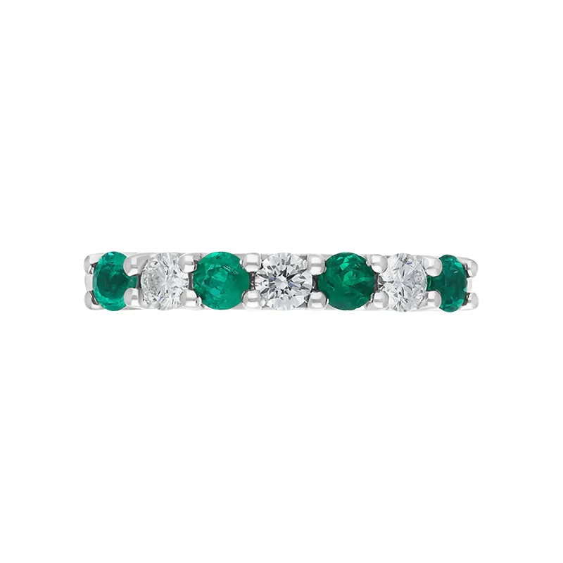 Platinum Emerald Diamond Seven Stone Claw Set Half Eternity Ring sold by Jura Watches product image thumbnail 4