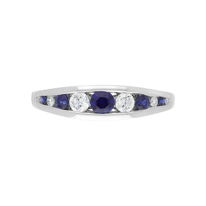 18ct White Gold Sapphire Diamond Eleven Stone Graduating Half Eternity Ring sold by Jura Watches product image thumbnail 2